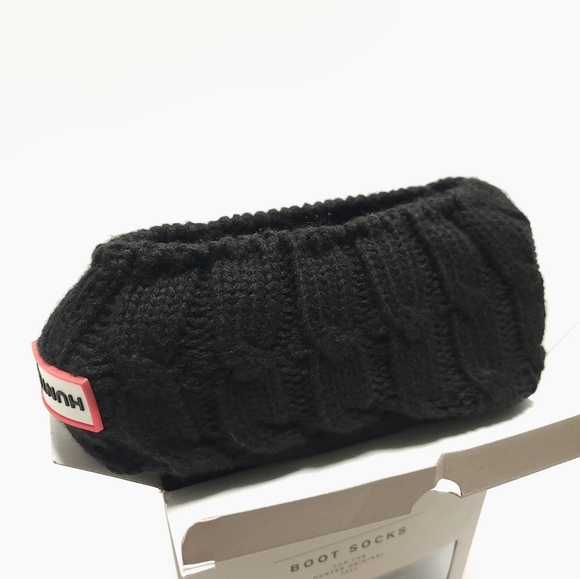 Hunter Boot Socks Tall Cable Knit Fleece Womens Size L 8 - 10 Black NEW - Picture 5 of 6